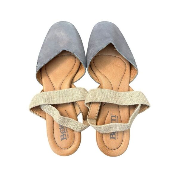 Born Ladies Size 6 M Close Toe Sandals Light Gray Leather Flats - Picture 4 of 8